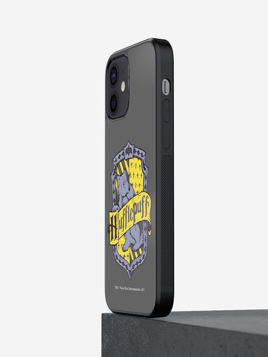 

macmerise Grey Printed Crest Hufflepuff Design iPhone 12 Phone Back Case