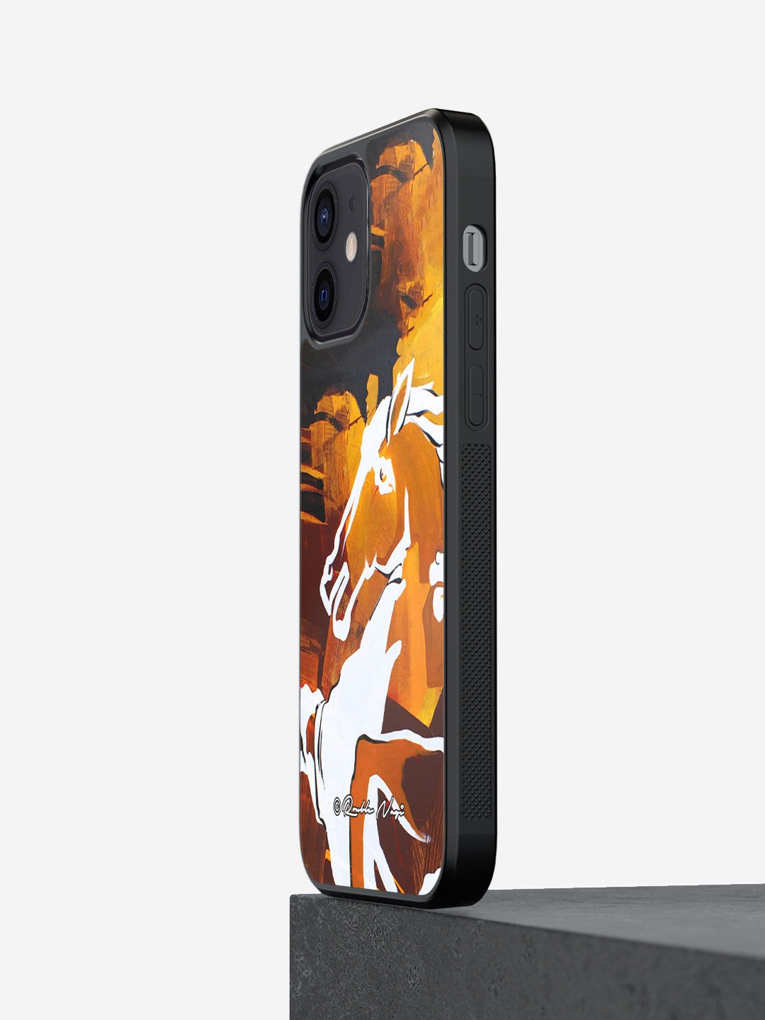 

macmerise White & Mustard Printed Glory Run iPhone 12 Phone Back Case