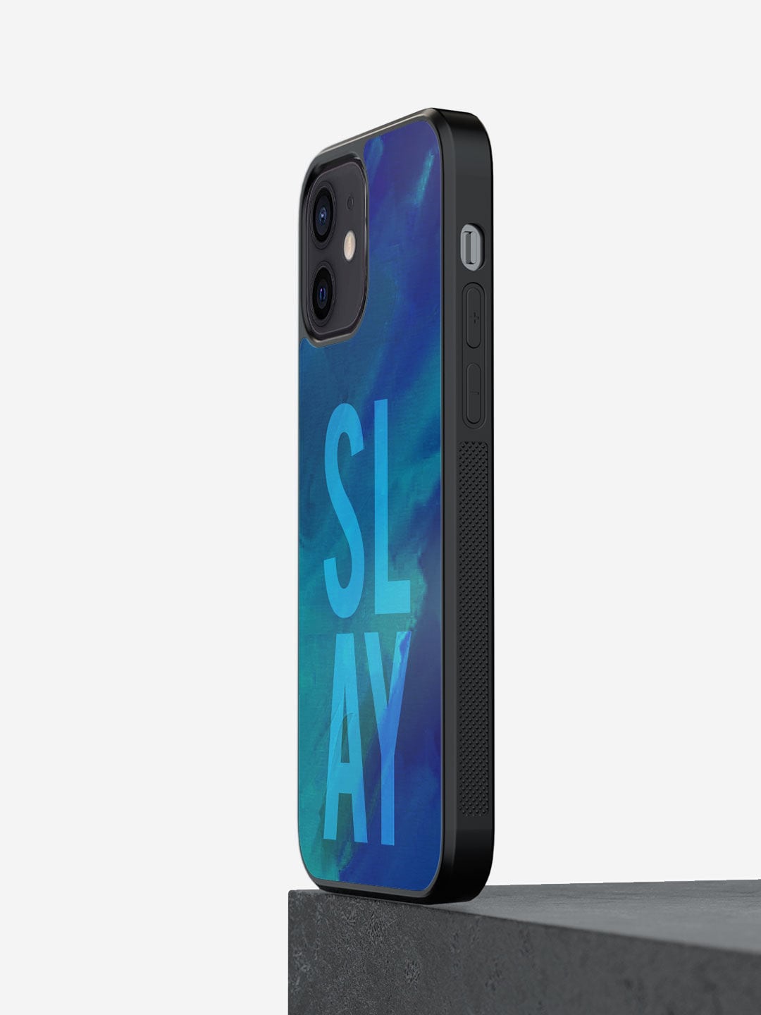 

macmerise Blue & Black Printed Slay Design iPhone 12 Bumper Phone Back Case