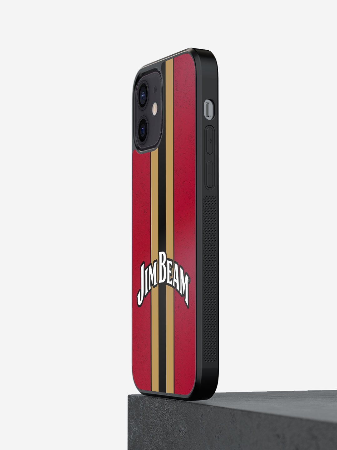 

macmerise Maroon & Black Printed Jim Beam Raspberry Design iPhone 12 Bumper Phone Back Case