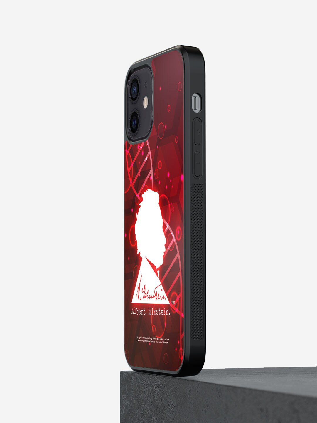 

macmerise Red & White Printed Genius Albert Einstein Design iPhone 12 Bumper Phone Back Case