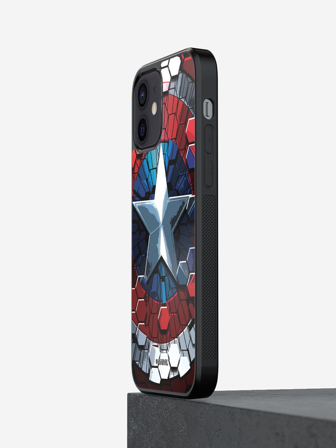 

macmerise Blue & Red Hex Shield Design iPhone 12 Bumper Back Case