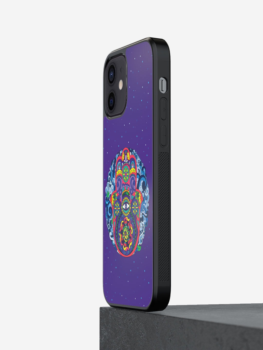 

macmerise Purple Printed Humsa Mandala Design iPhone 12 Phone Back Case