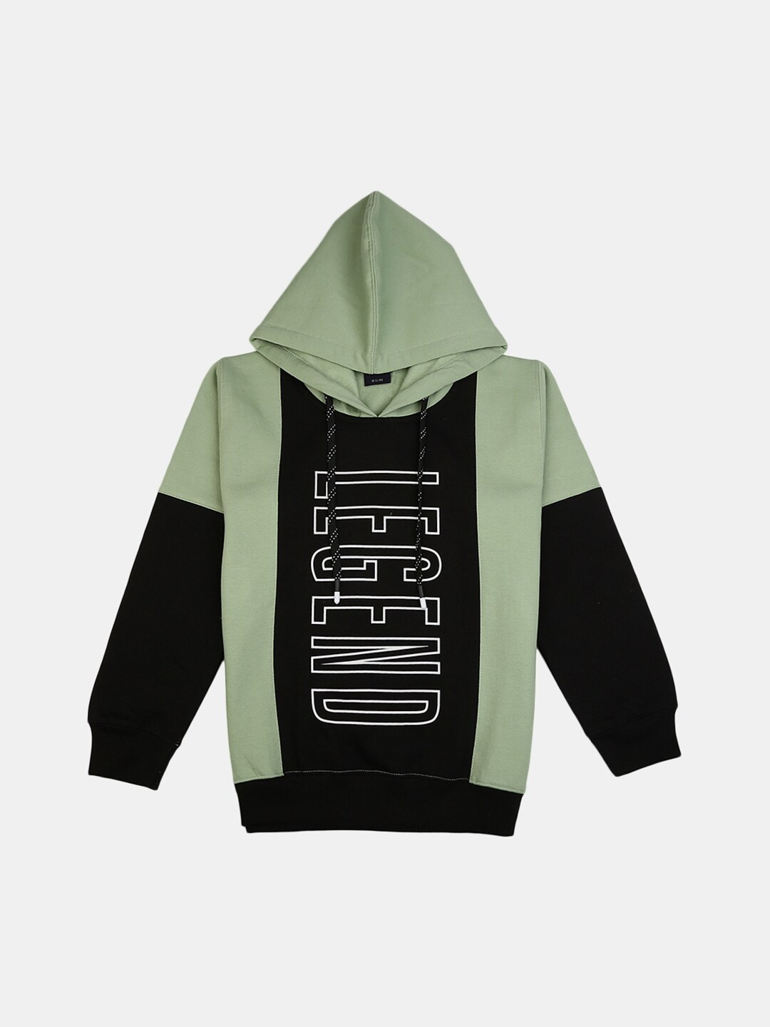 

V-Mart Boys Olive Green & Black Colourblocked Hooded Sweatshirt