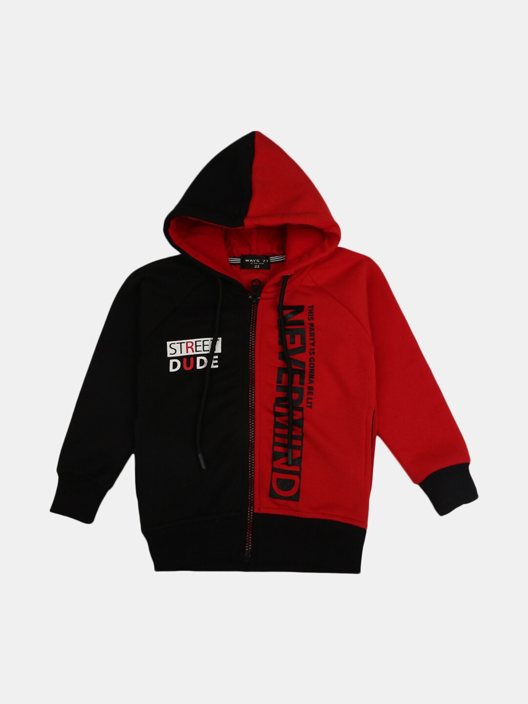 

V-Mart Boys Red Colourblocked Hooded Cotton Sweatshirt