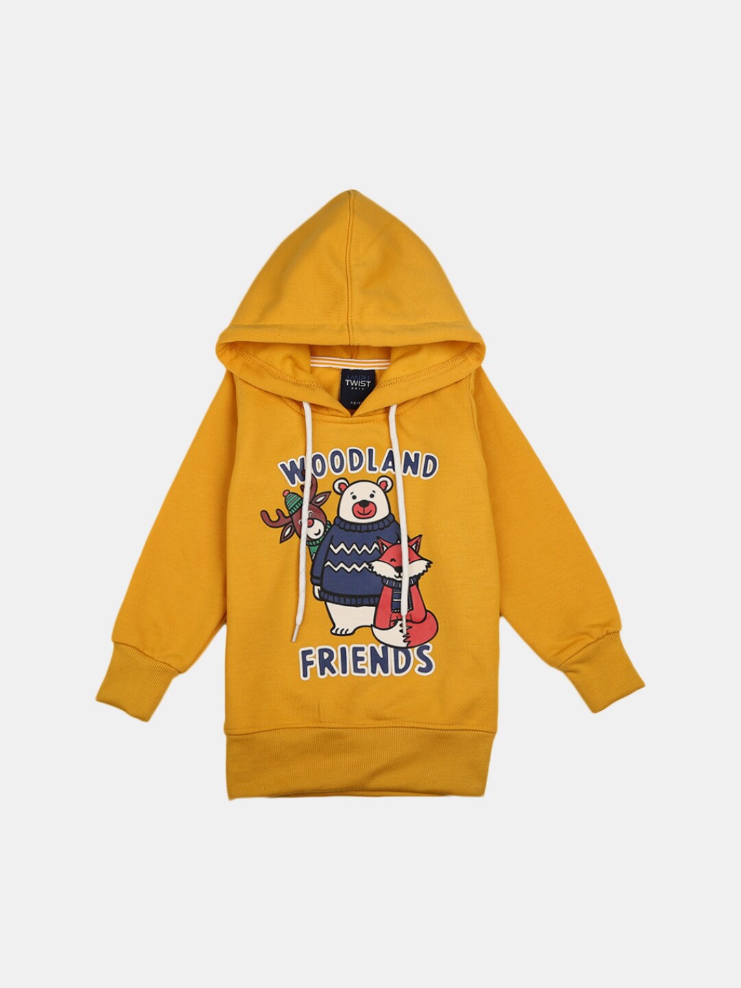 

V-Mart Boys Mustard Printed Hooded Sweatshirt