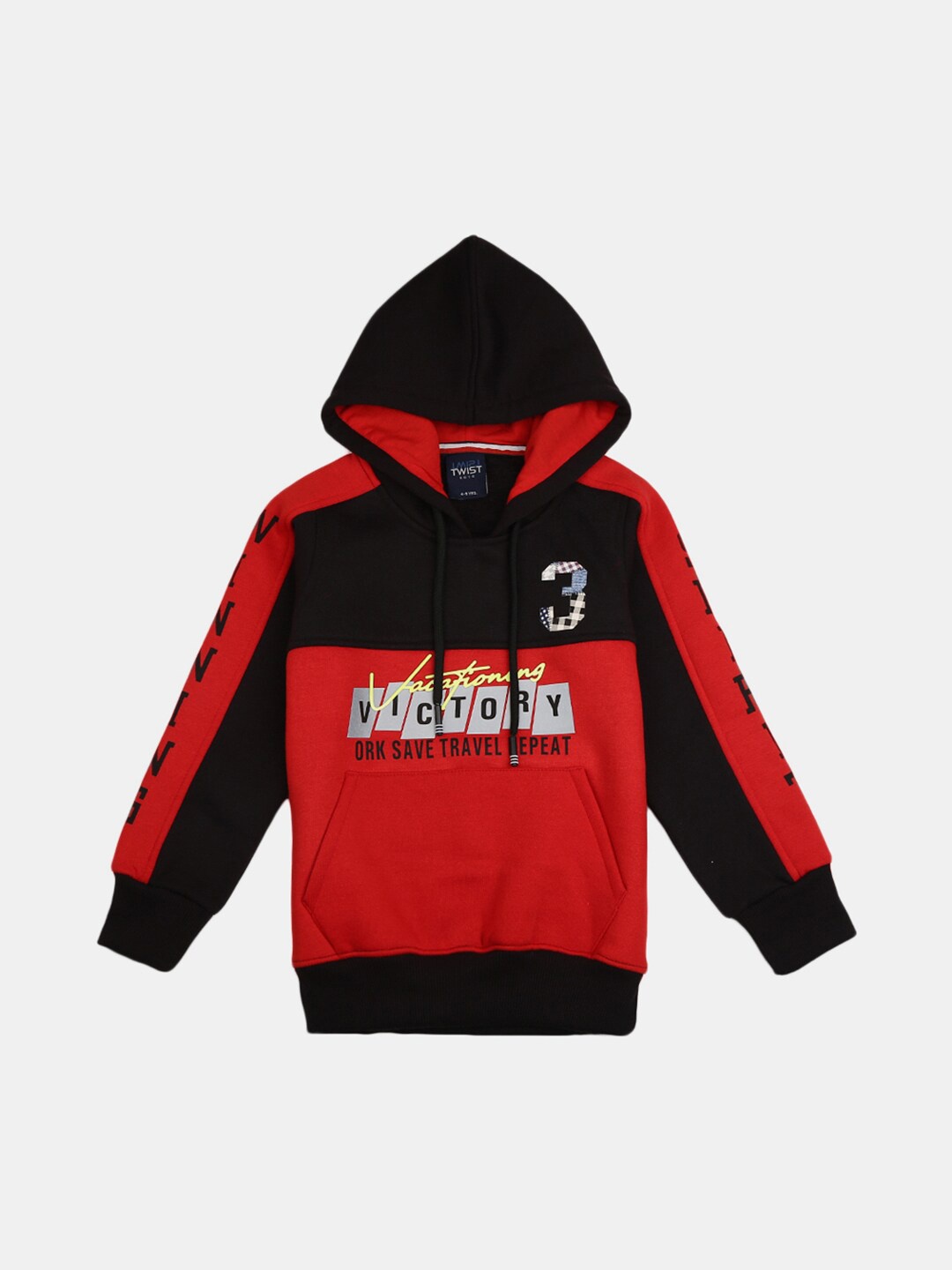 

V-Mart Boys Red Printed Hooded Sweatshirt