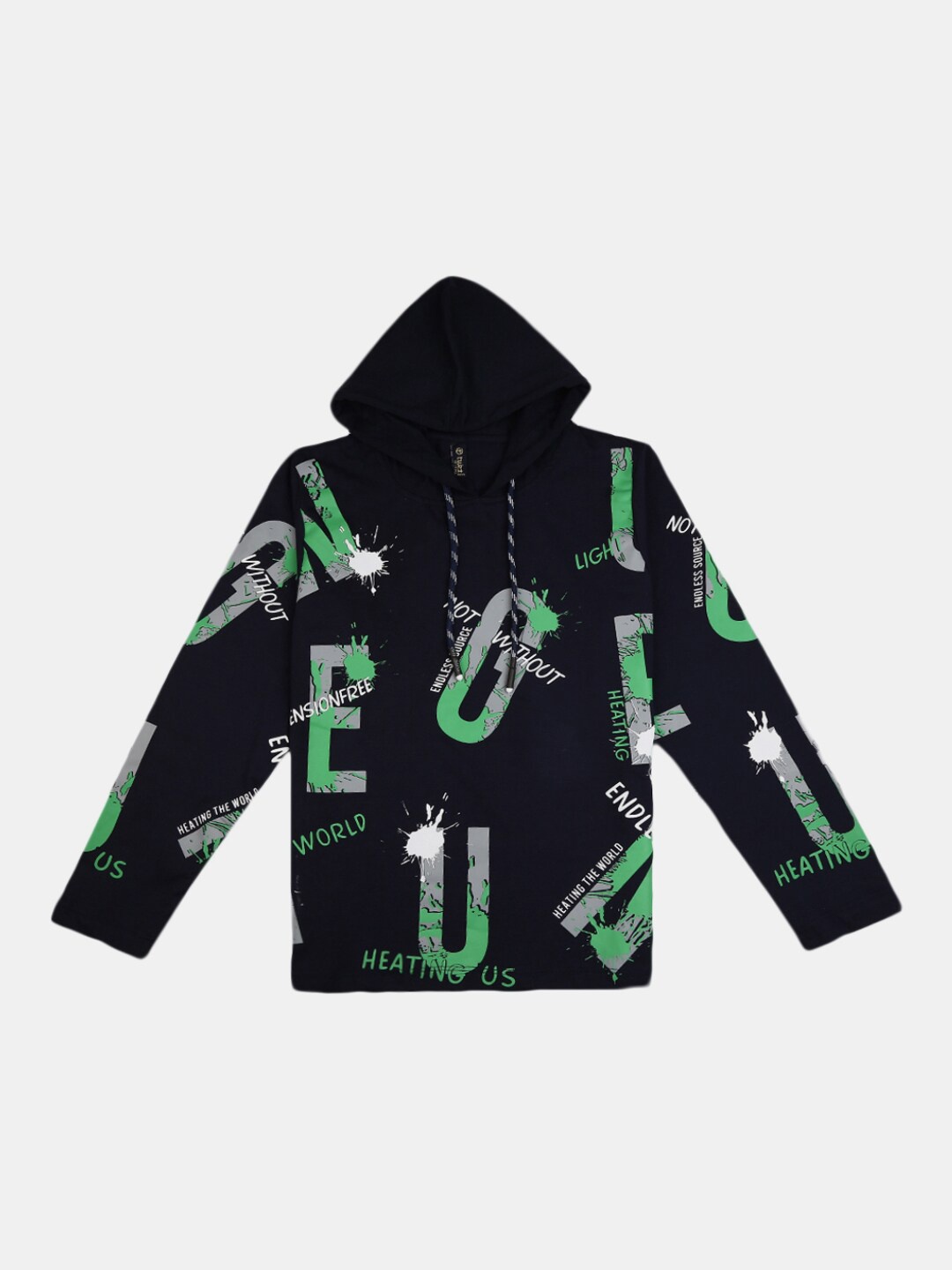 

V-Mart Boys Navy Blue Printed Hooded Cotton Sweatshirt