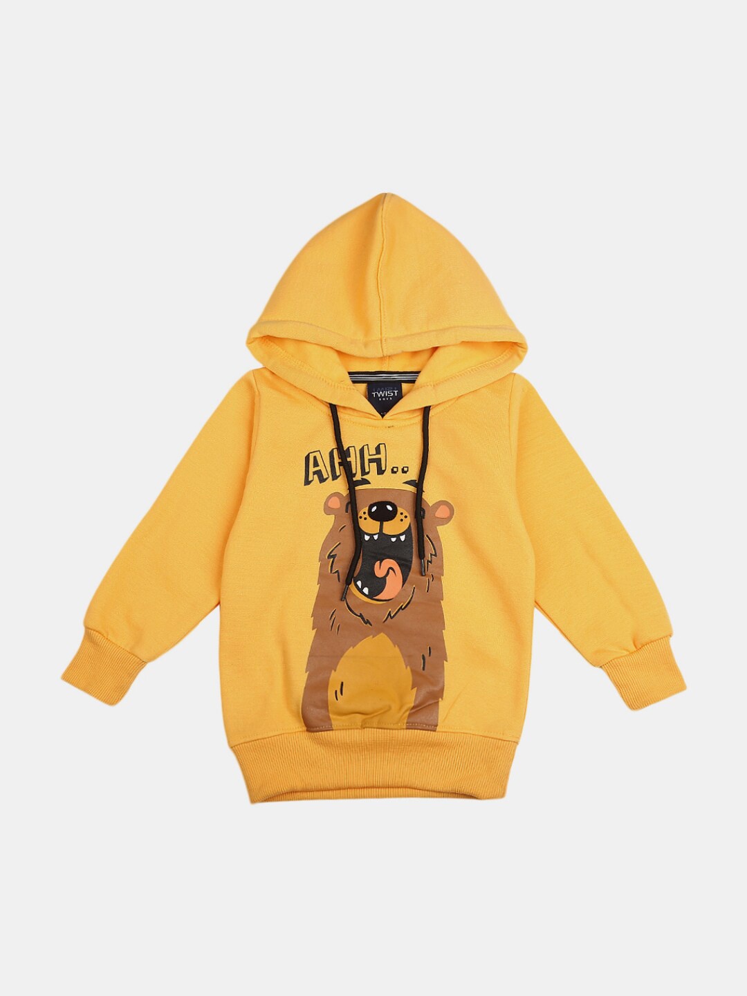 

V-Mart Boys Yellow Printed Hooded Sweatshirt