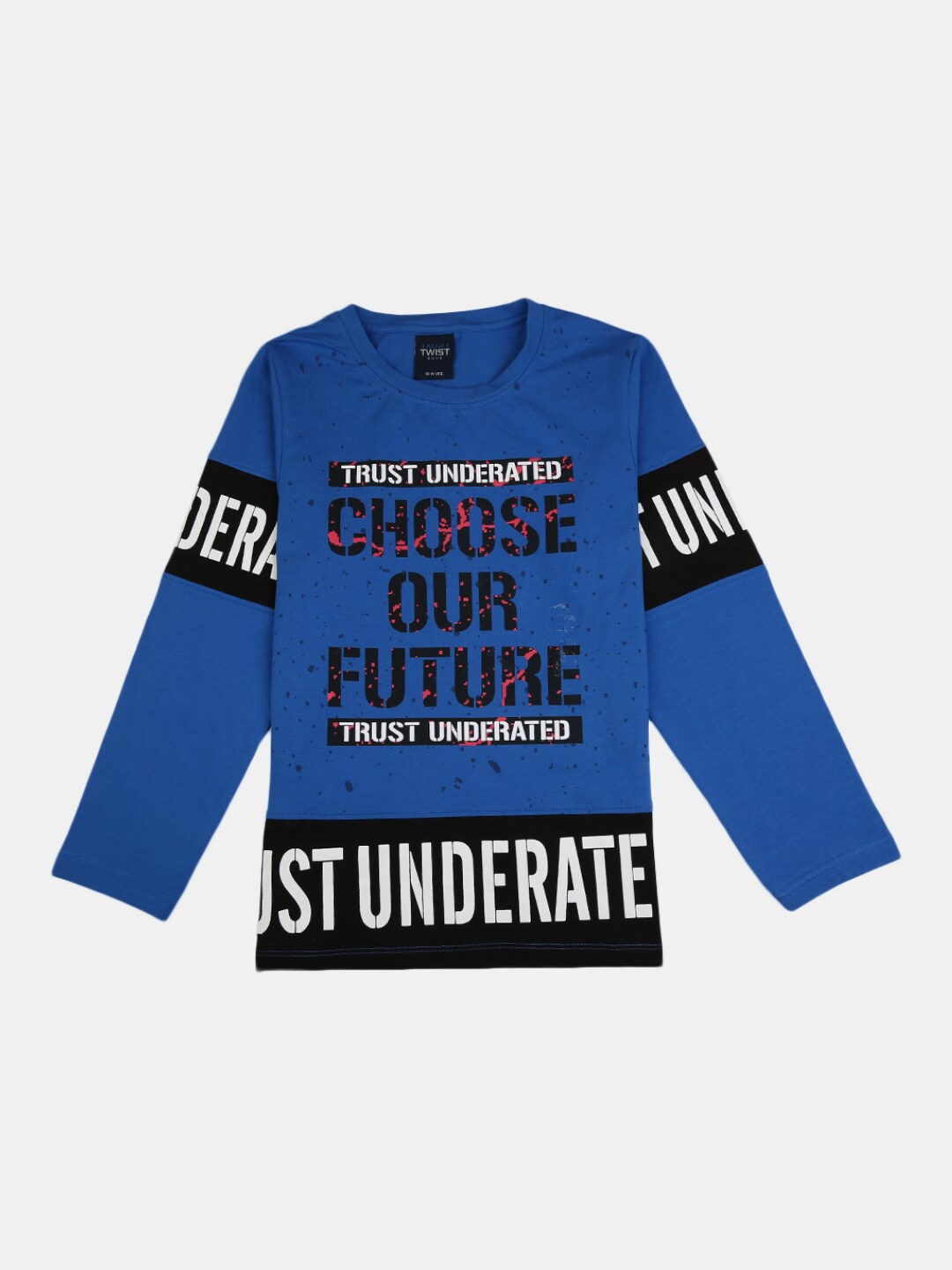 

V-Mart Boys Blue Typography Printed Cotton T-shirt
