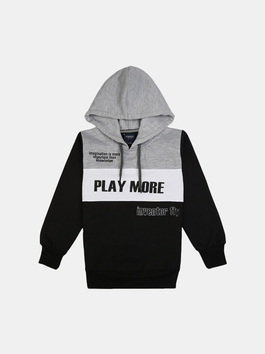 

V-Mart Boys Black Printed Hooded Cotton Sweatshirt