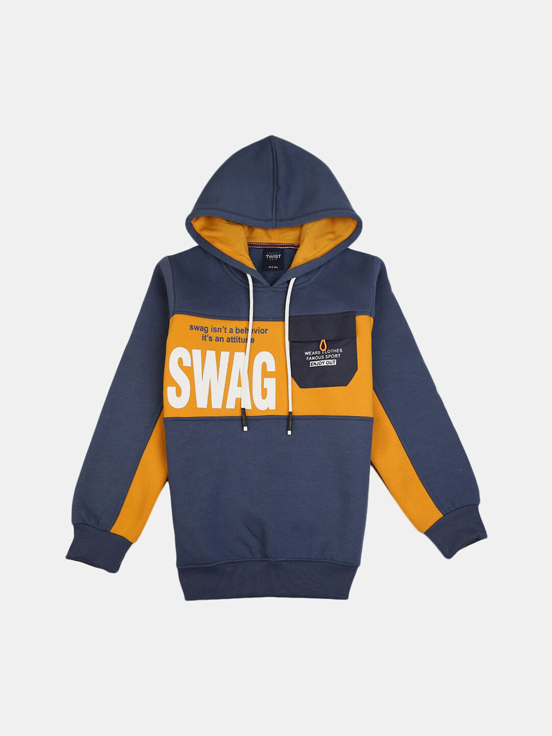 

V-Mart Boys Blue Printed Hooded Cotton Sweatshirt