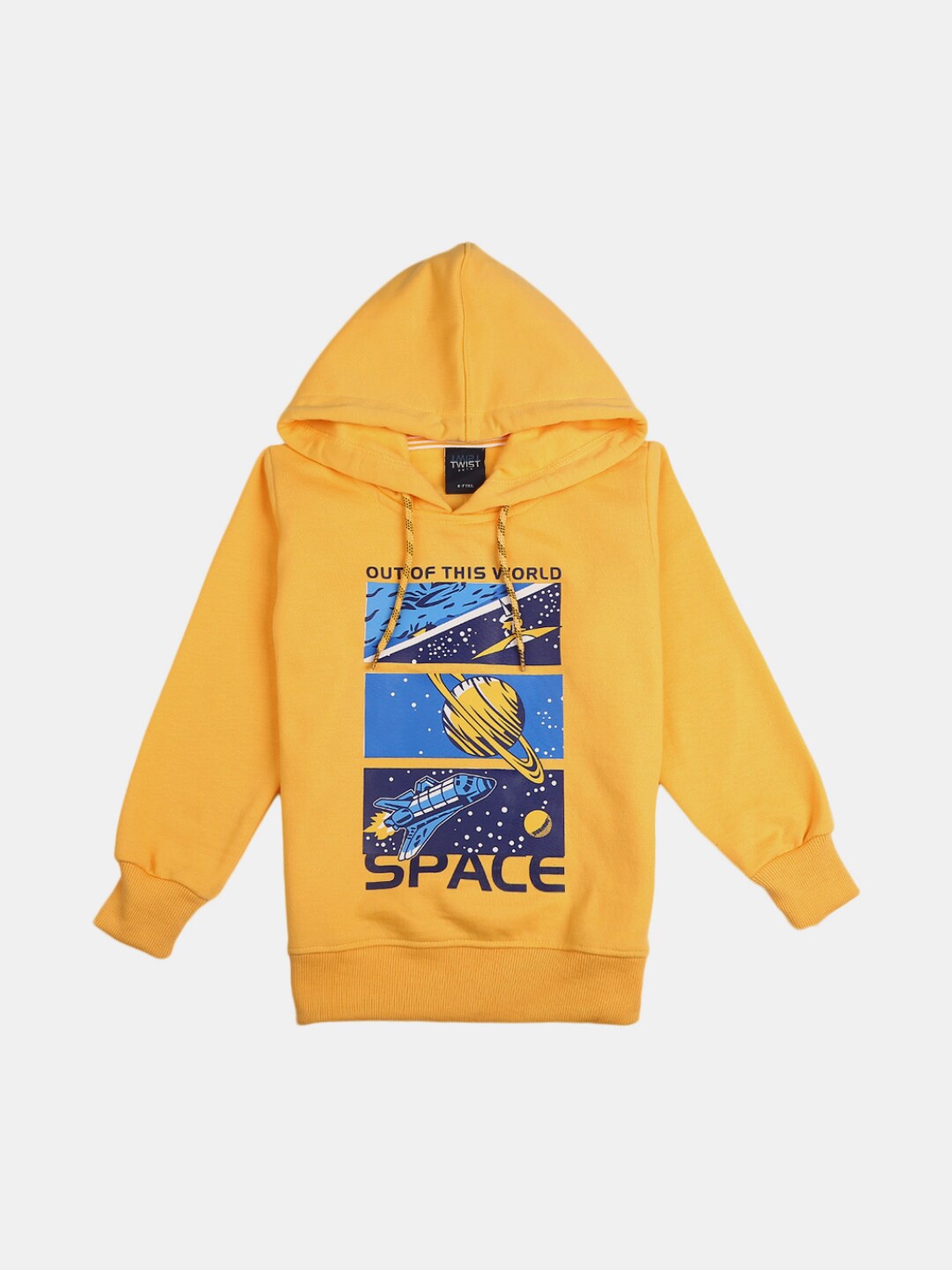 

V-Mart Boys Yellow Printed Hooded Cotton Sweatshirt
