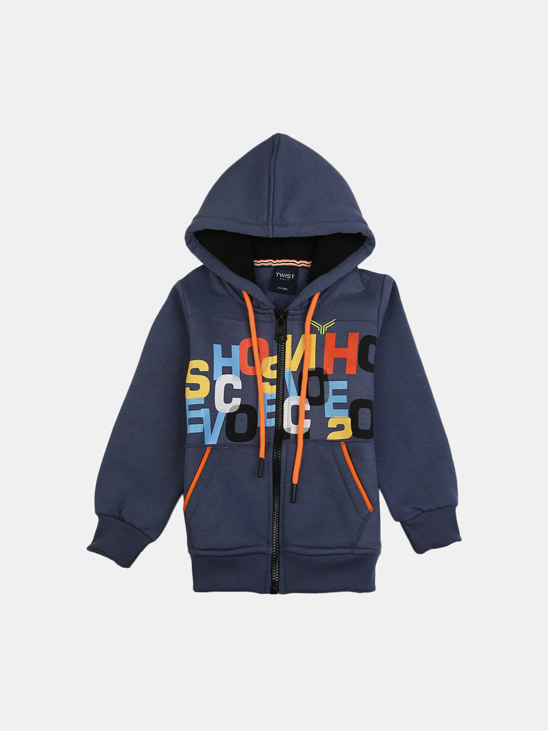 

V-Mart Boys Blue Printed Hooded Sweatshirt