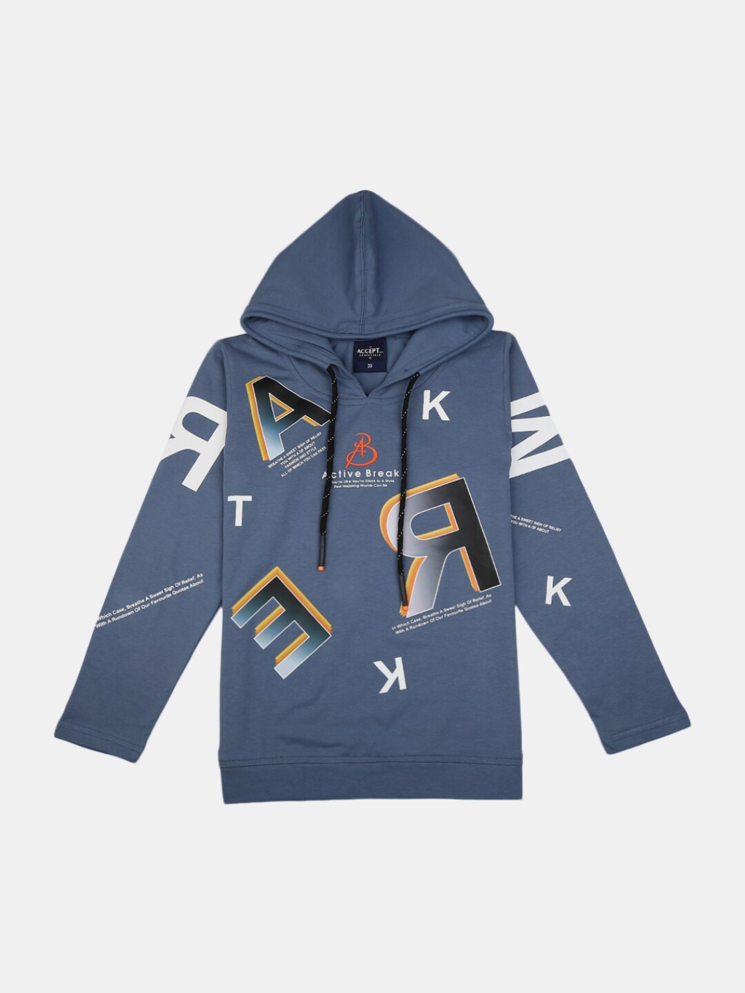 

V-Mart Boys Blue Printed Hooded Sweatshirt