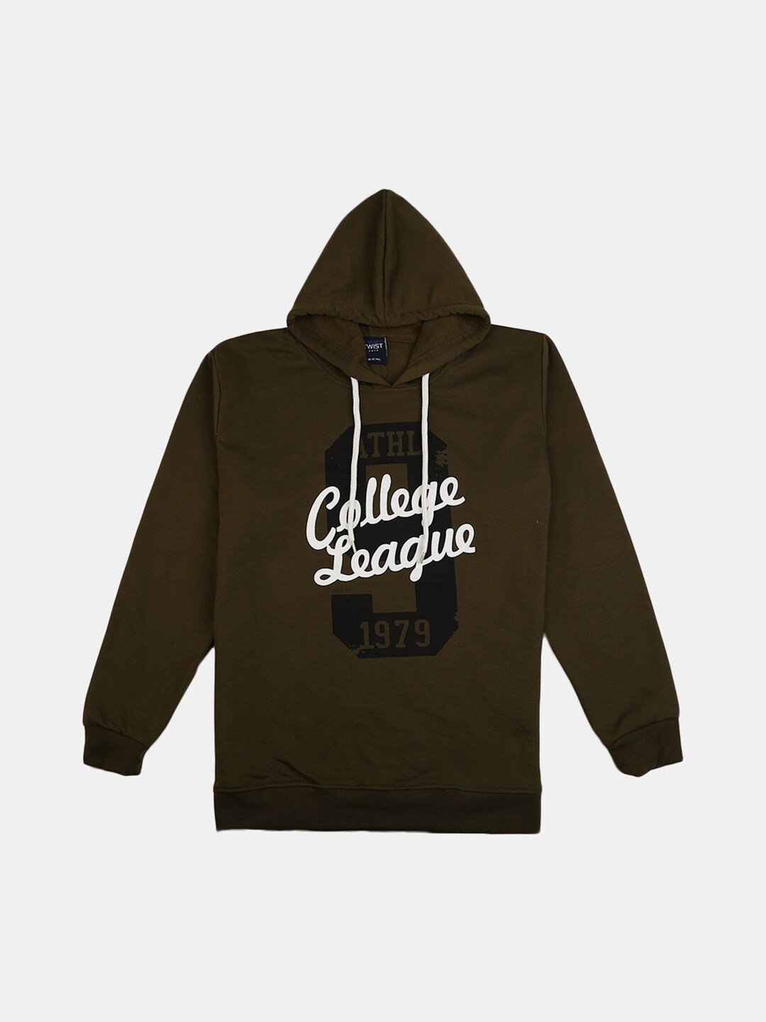 

V-Mart Boys Olive Green Printed Hooded Sweatshirt