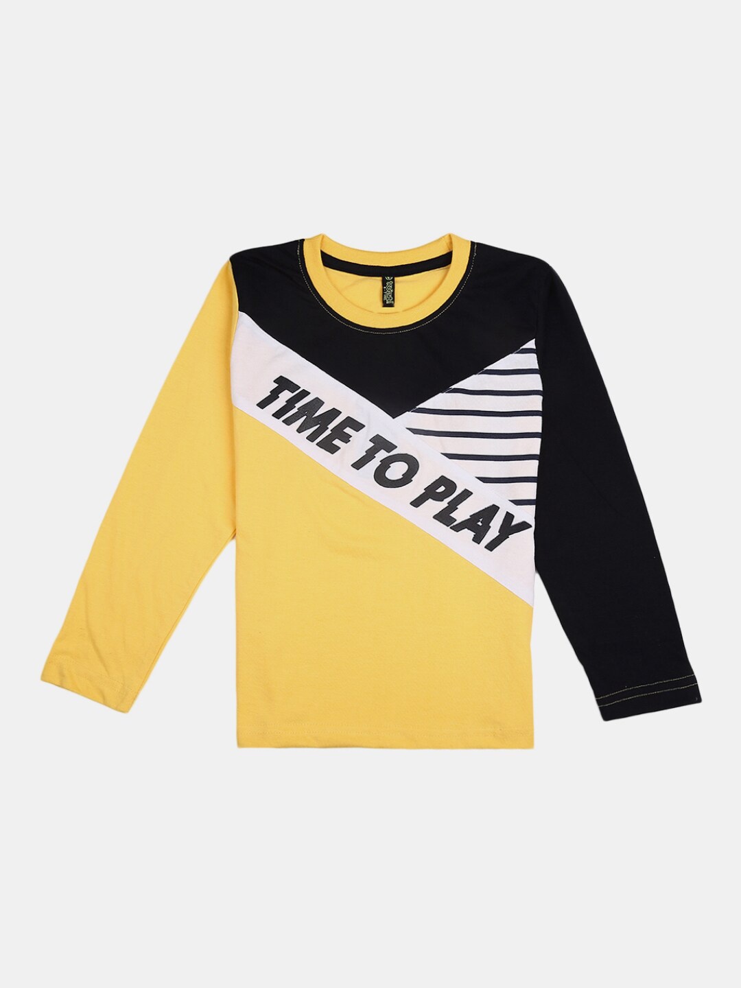 

V-Mart Boys Yellow & Black Typography Printed T-shirt