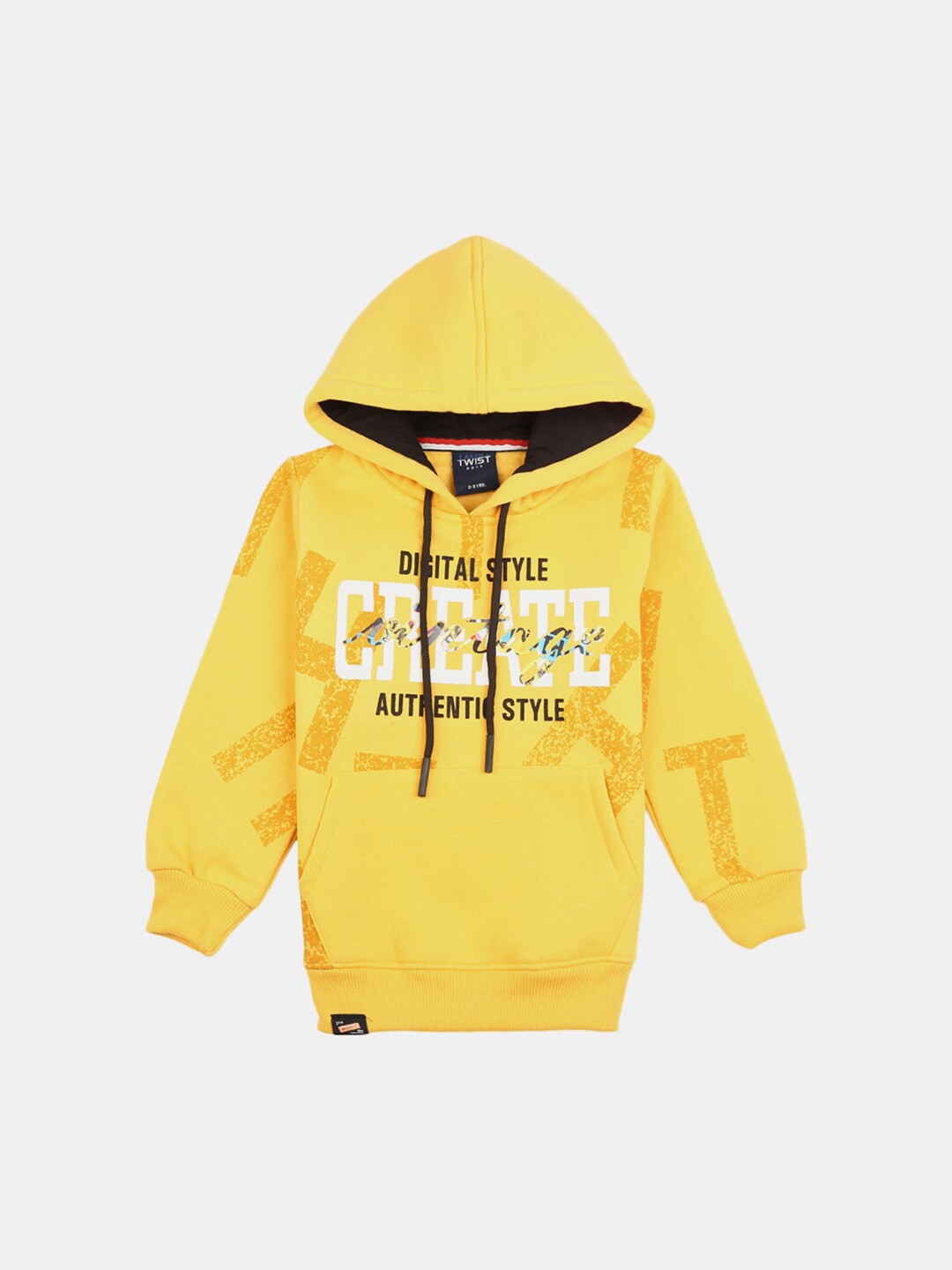 

V-Mart Boys Yellow Printed Hooded Cotton Sweatshirt