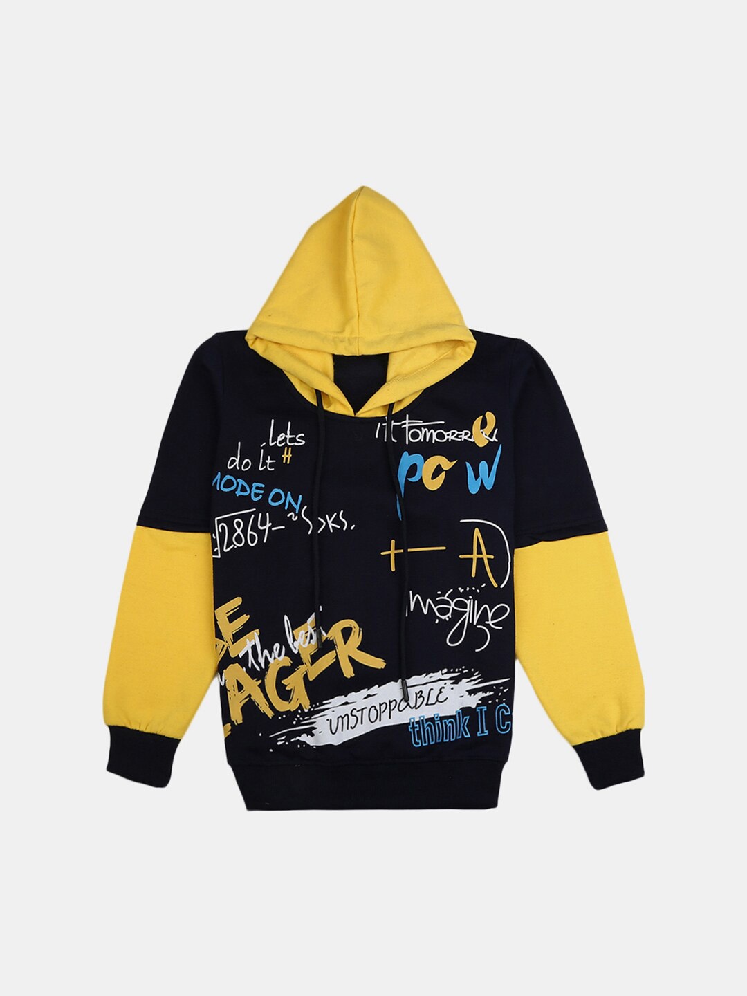 

V-Mart Boys Navy Blue Printed Hooded Cotton Sweatshirt