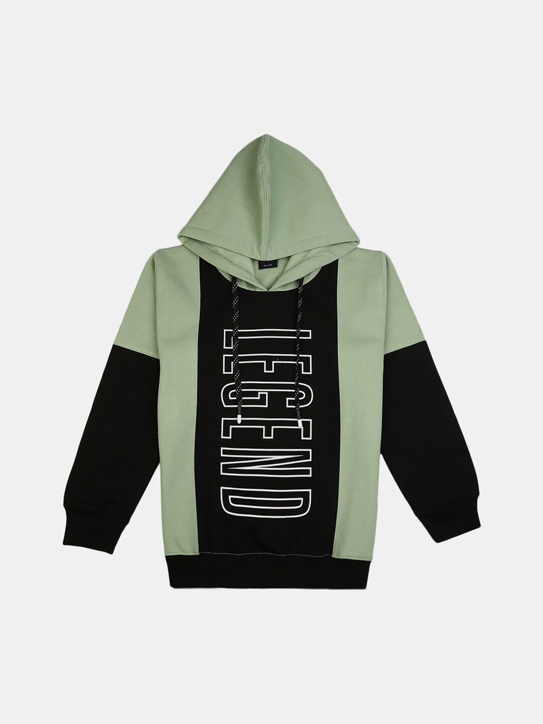 

V-Mart Boys Olive Green Colourblocked Hooded Cotton Sweatshirt