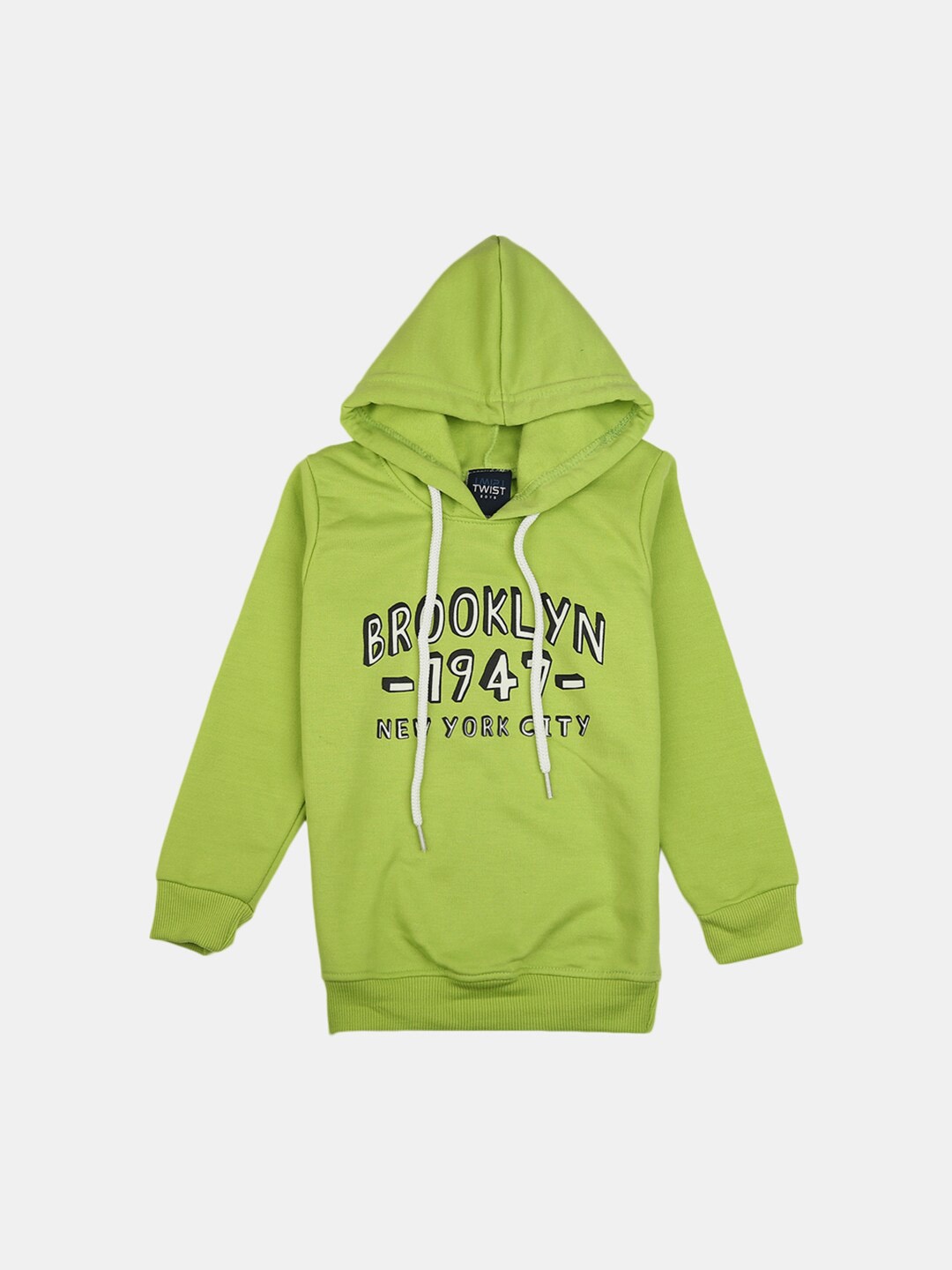 

V-Mart Boys Green Printed Hooded Cotton Sweatshirt