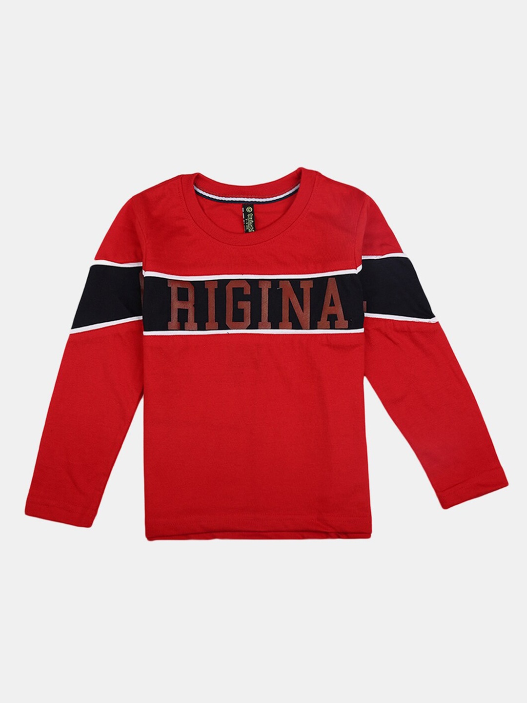 

V-Mart Boys Red Typography Colourblocked Cotton T-shirt
