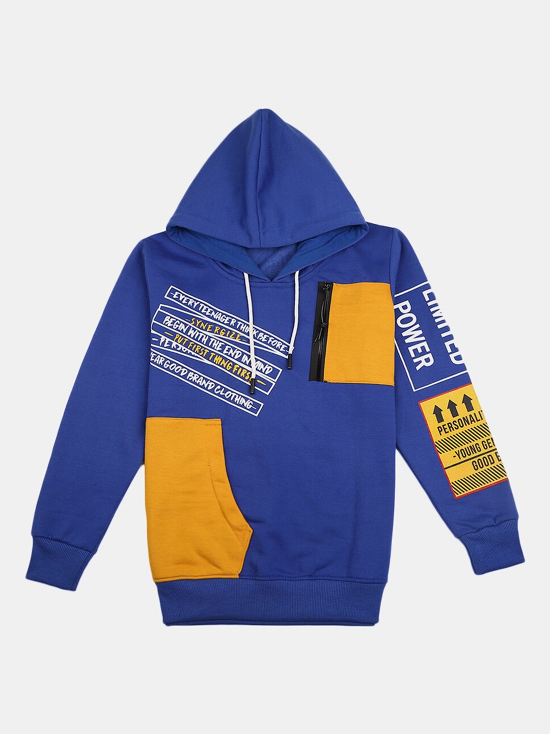 

V-Mart Boys Blue Printed Hooded Fleece Sweatshirt