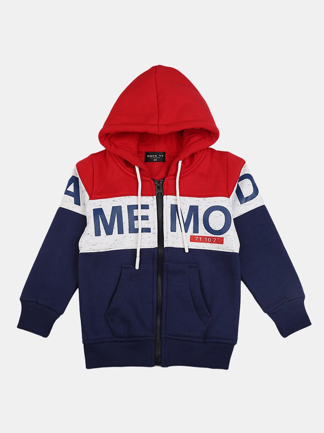 

V-Mart Boys Red Colourblocked Hooded Sweatshirt