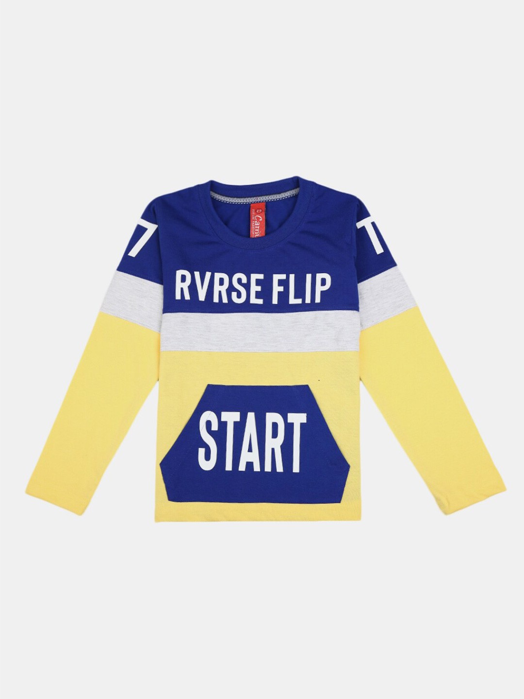

V-Mart Boys Blue & Yellow Typography T-shirt
