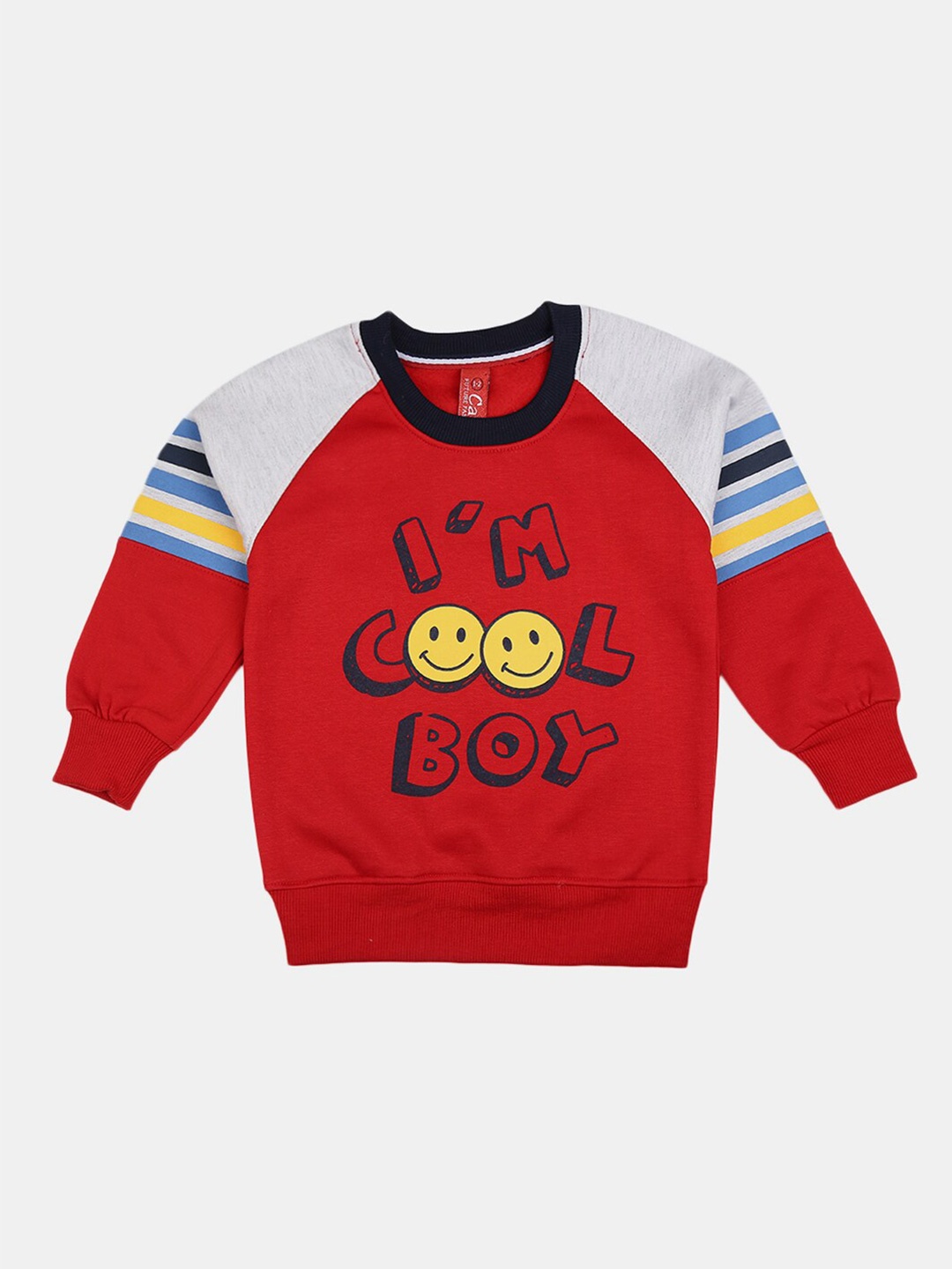 

V-Mart Boys Red & Grey Typography Printed Cotton T-shirt
