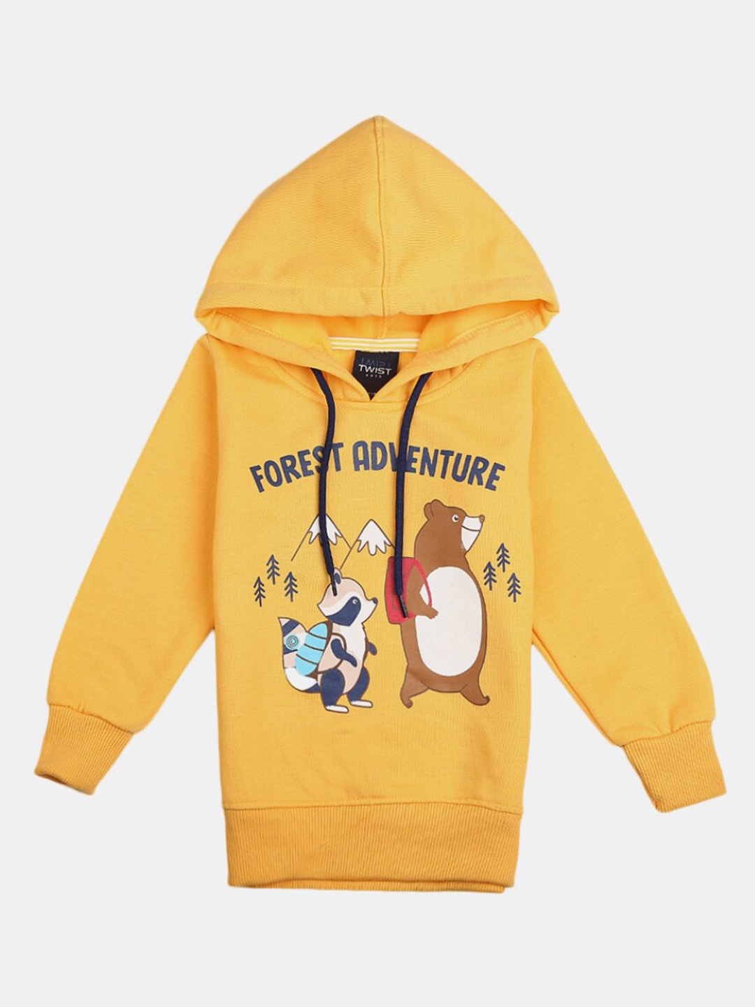 

V-Mart Boys Yellow Printed Hooded Sweatshirt
