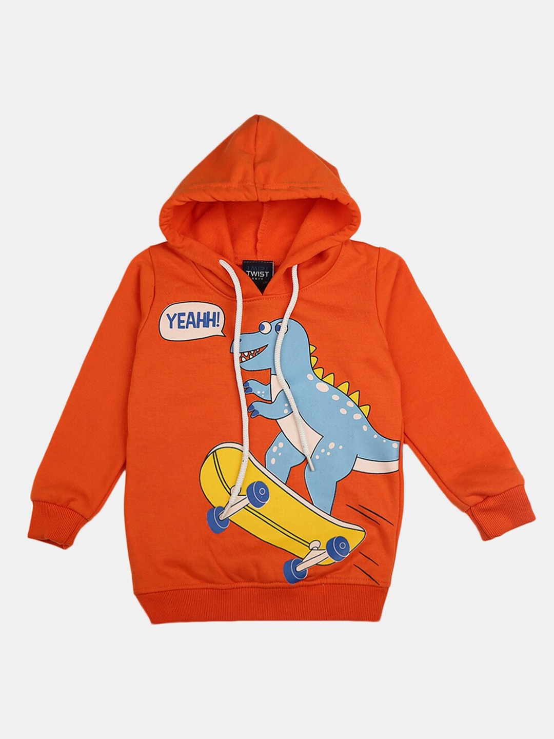 

V-Mart Boys Orange Printed Hooded Sweatshirt