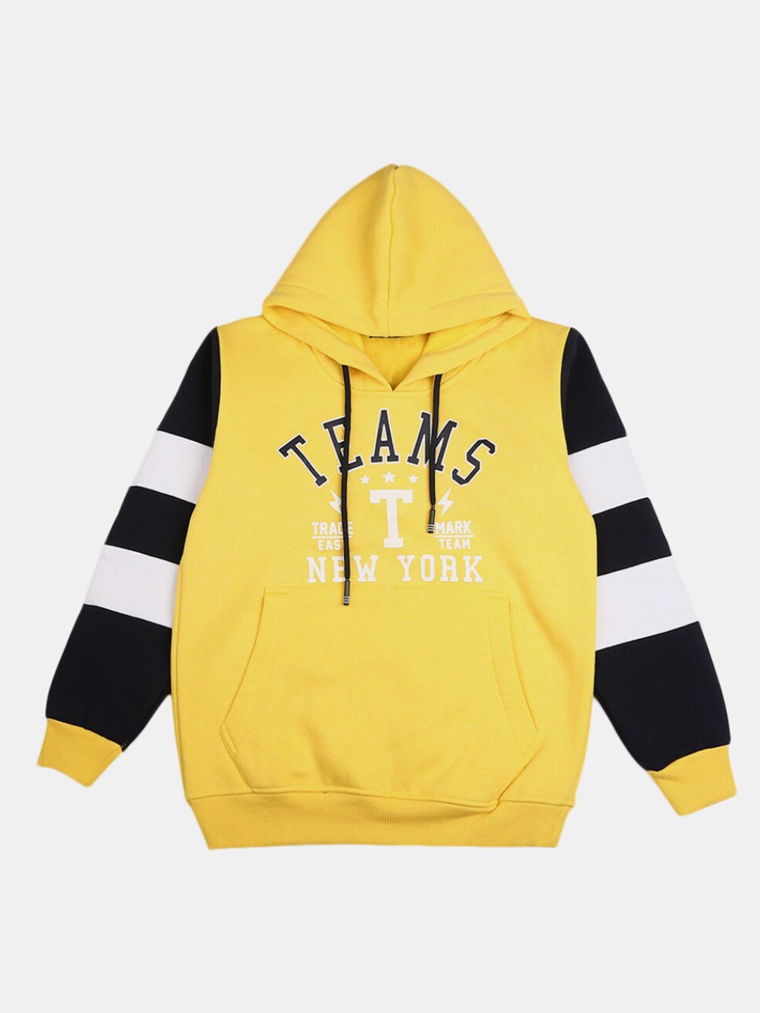 

V-Mart Boys Yellow Printed Hooded Sweatshirt