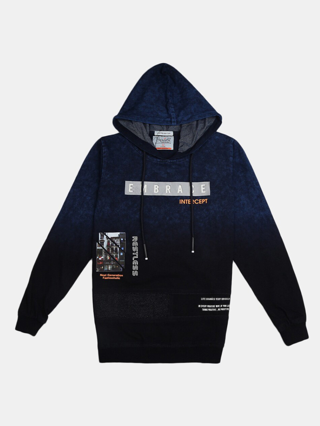 

V-Mart Boys Navy Blue Printed Hooded Sweatshirt