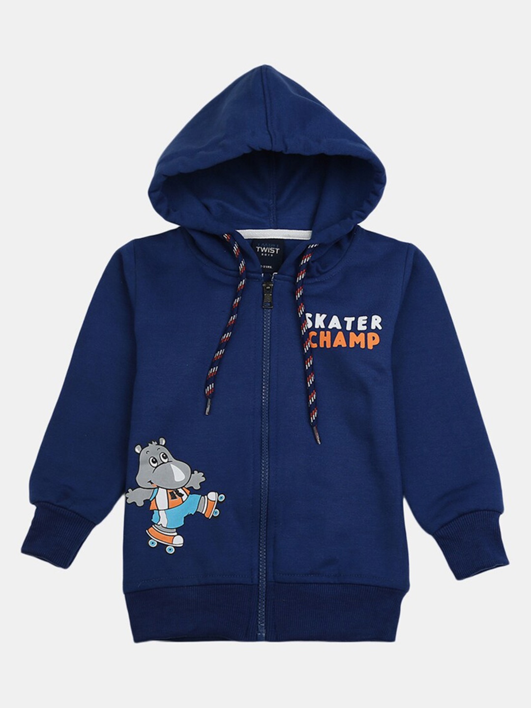 

V-Mart Boys Blue Printed Hooded Sweatshirt