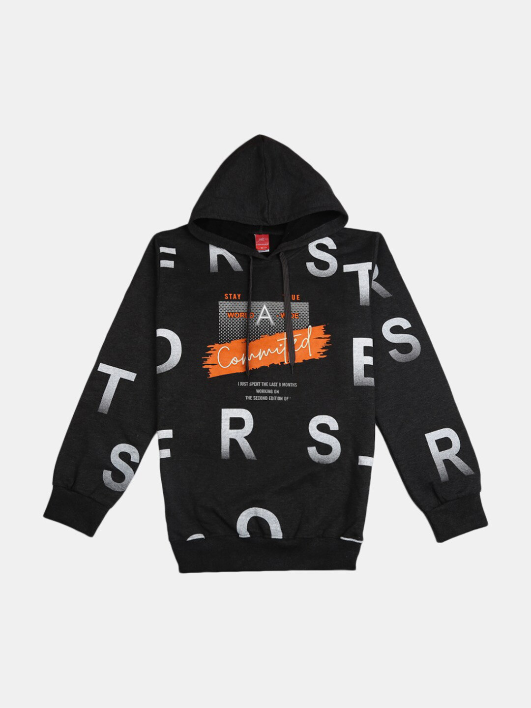 

V-Mart Boys Grey Printed Hooded Sweatshirt