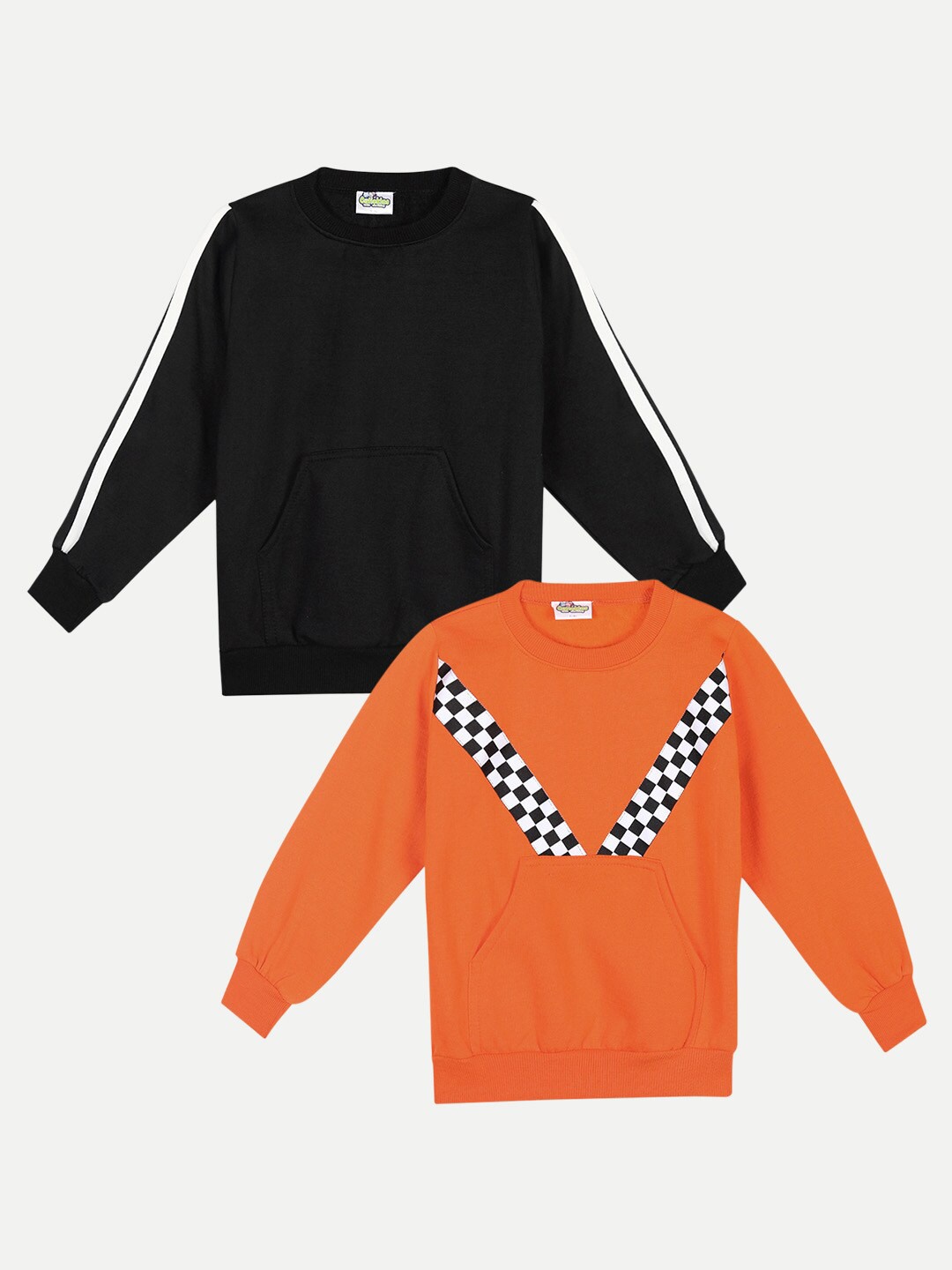 

Cutiekins Kids Pack of 2 Black & Orange Solid Fleece Sweatshirts