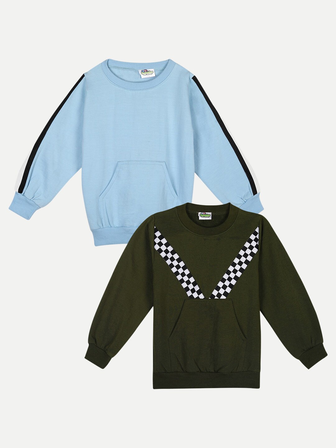 

Cutiekins Kids Pack of 2 Turquoise Blue & Green Solid Fleece Sweatshirts