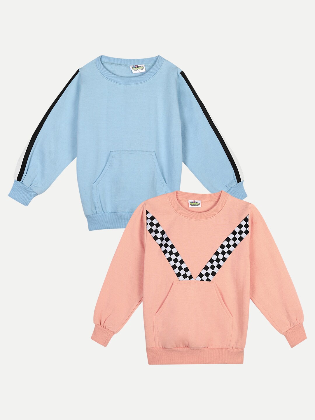 

Cutiekins Kids Pack of 2 Turquoise Blue & Peach Solid Fleece Sweatshirts