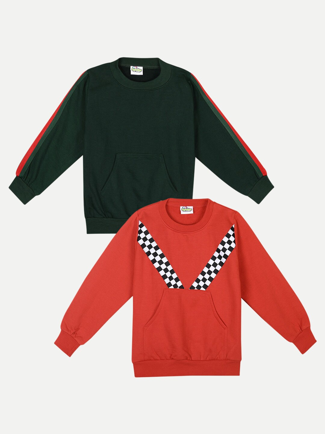 

Cutiekins Kids Pack of 2 Green & Rust Solid Fleece Sweatshirts
