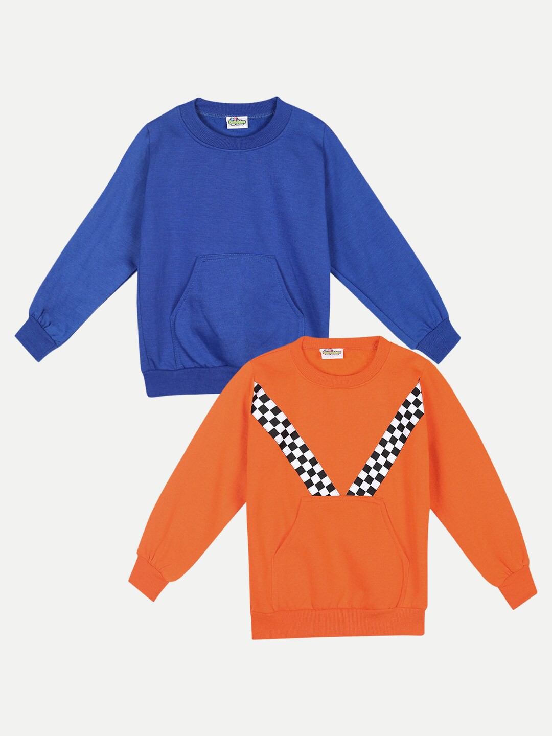 

Cutiekins Kids Pack of 2 Blue & Orange Solid Fleece Sweatshirts