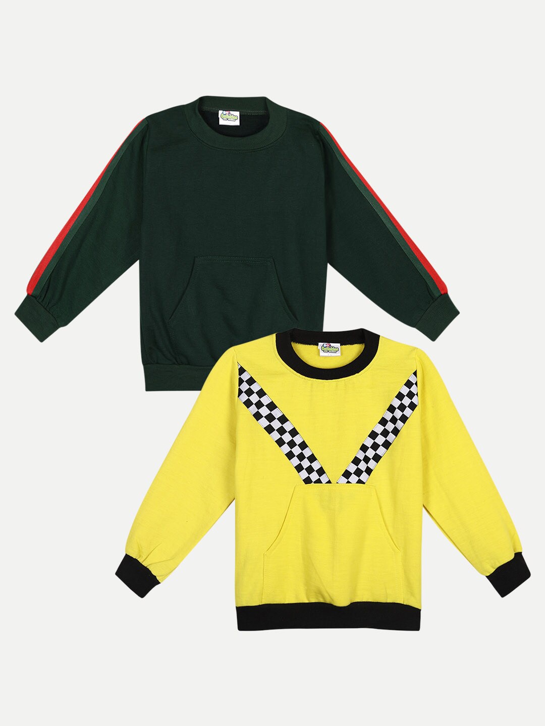 

Cutiekins Kids Pack of 2 Green & Yellow Solid Fleece Sweatshirts