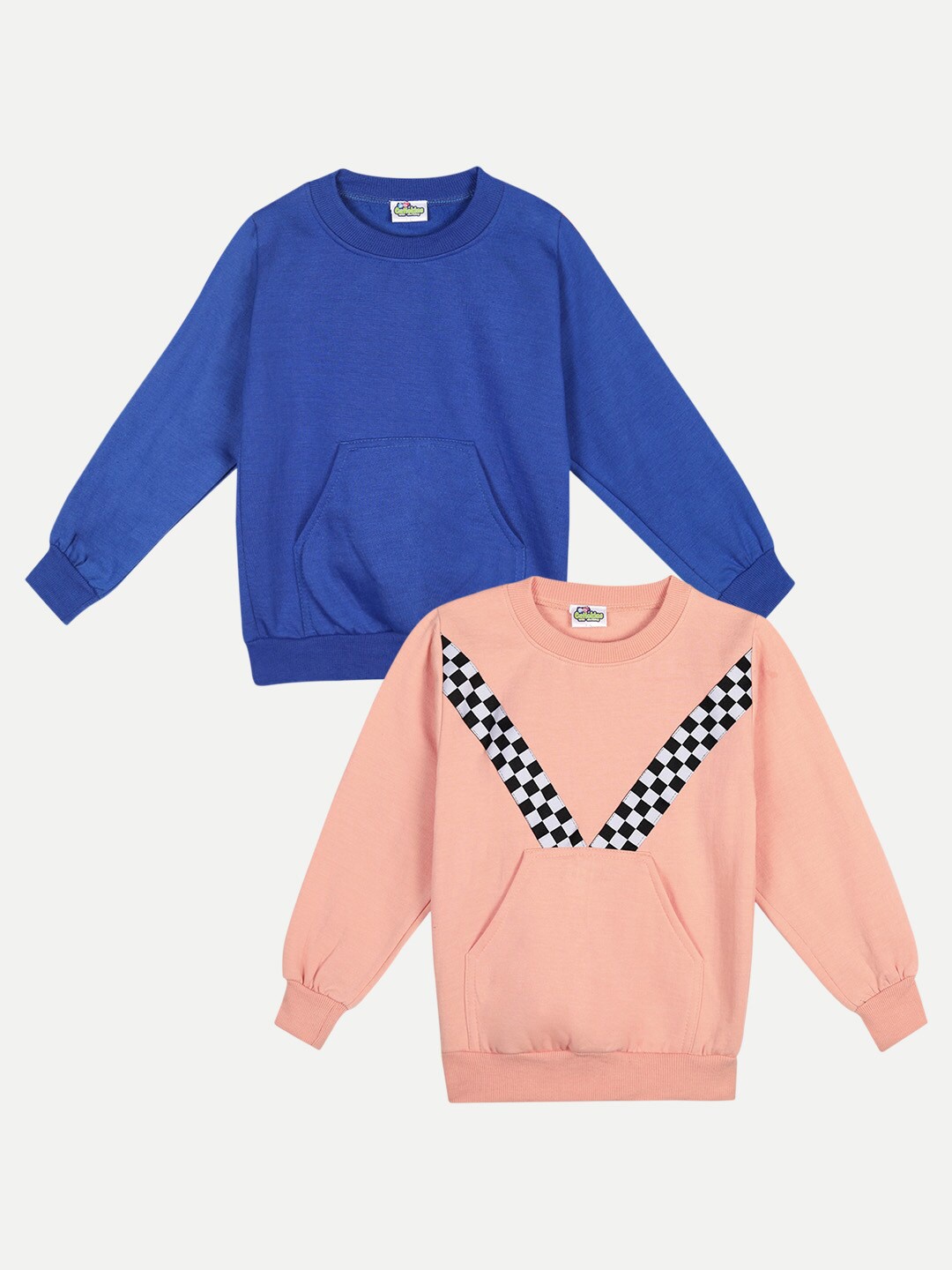 

Cutiekins Kids Pack of 2 Blue & Peach Solid Fleece Sweatshirts