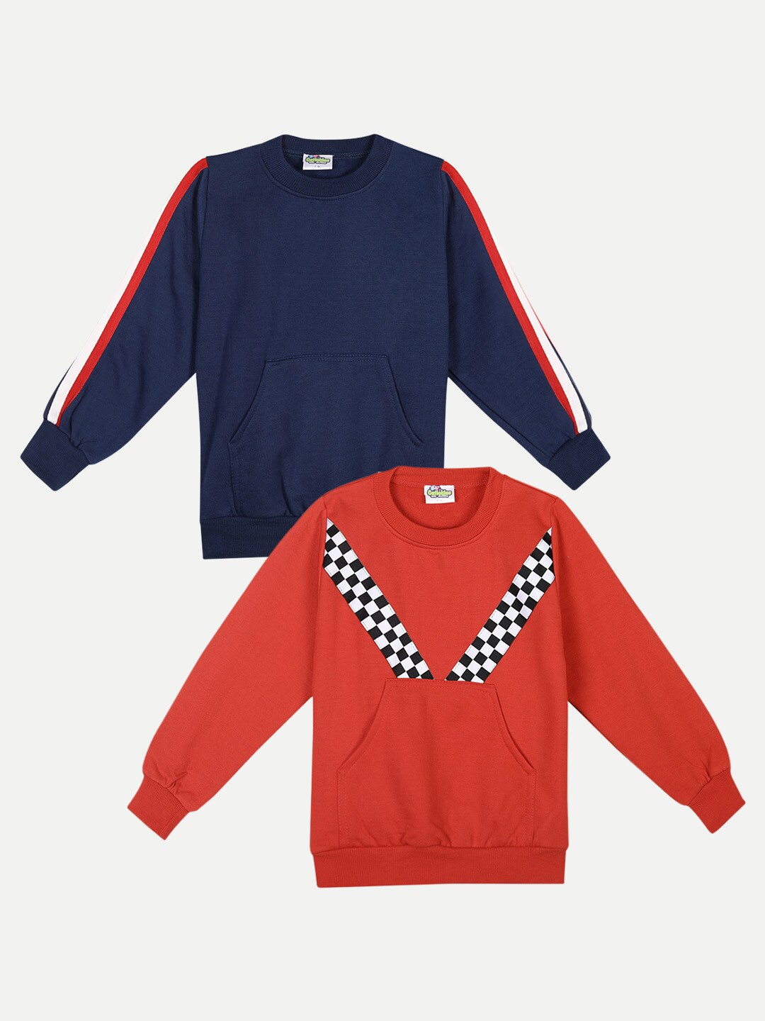 

Cutiekins Kids Pack of 2 Navy Blue & Rust Solid Fleece Sweatshirts