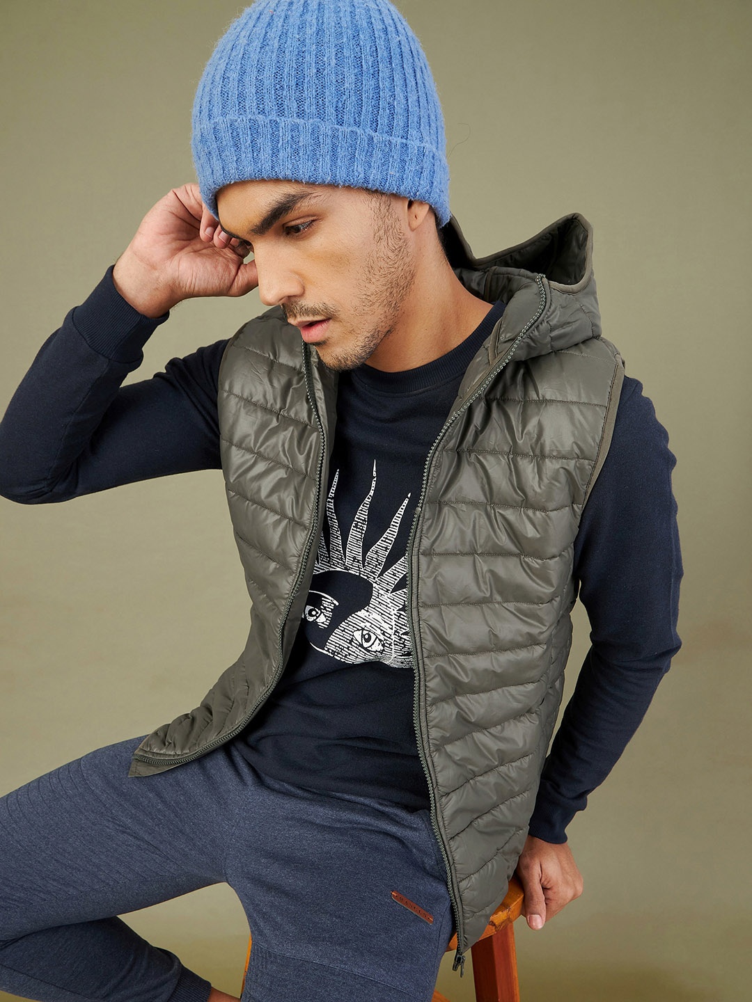 

MASCLN SASSAFRAS Men Olive Green Puffer Jacket