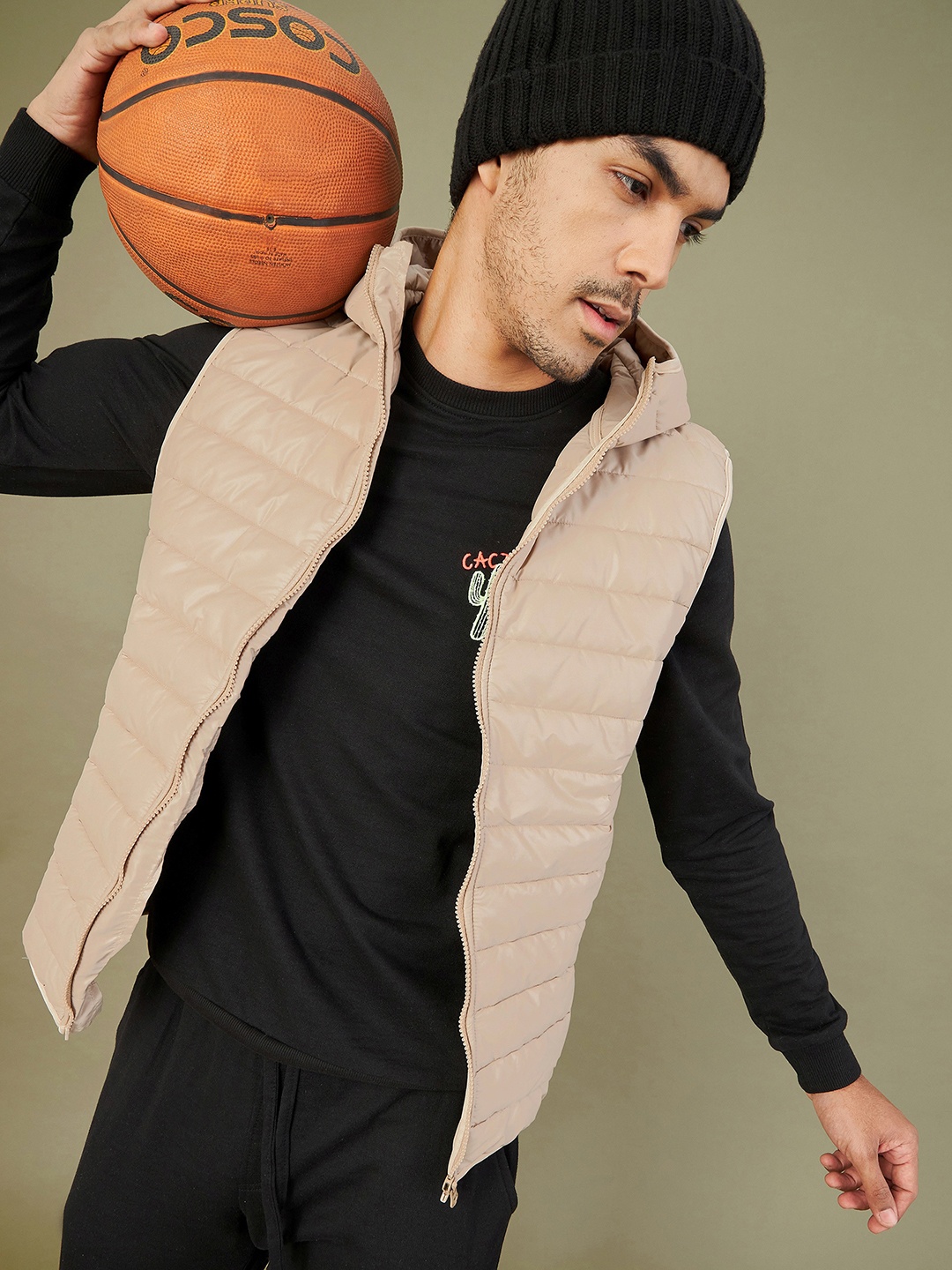 

MASCLN SASSAFRAS Men Khaki Puffer Jacket