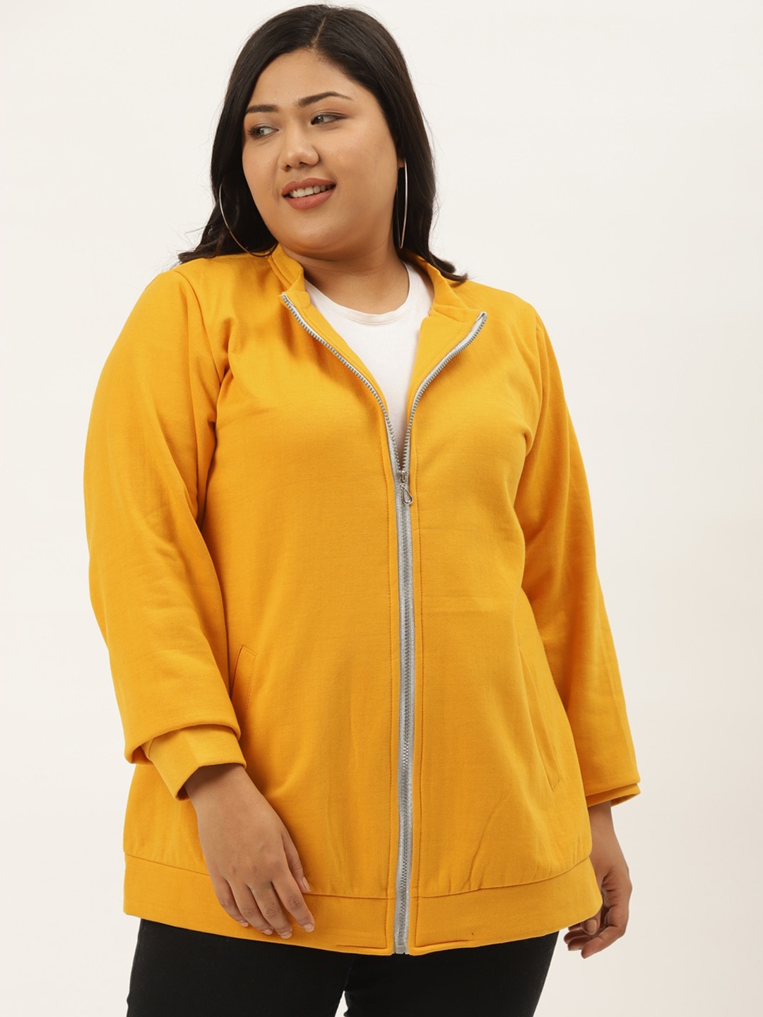 

theRebelinme Women Mustard Fleece Tailored Jacket