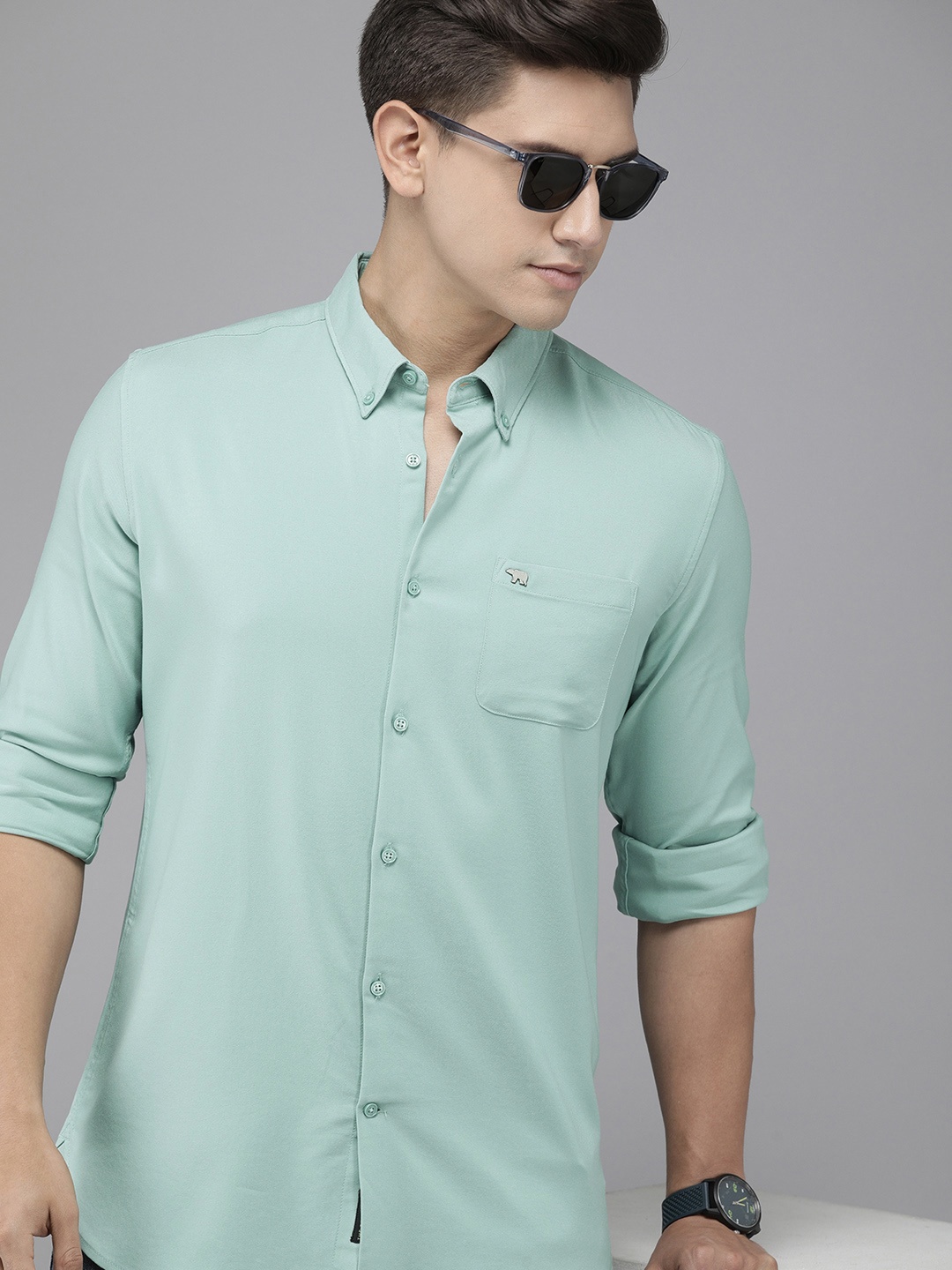 

THE BEAR HOUSE Men Green Slim Fit Casual Shirt