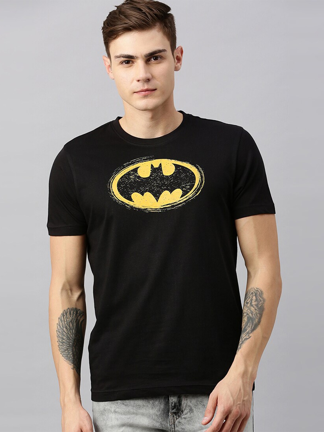 

Kook N Keech Batman Men Black Batman Printed Pure Cotton T-shirt