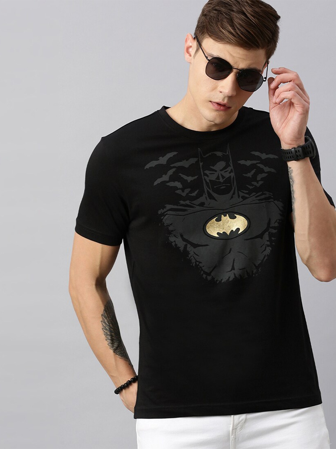 

Kook N Keech Batman Men Black Batman Printed Pure Cotton T-shirt